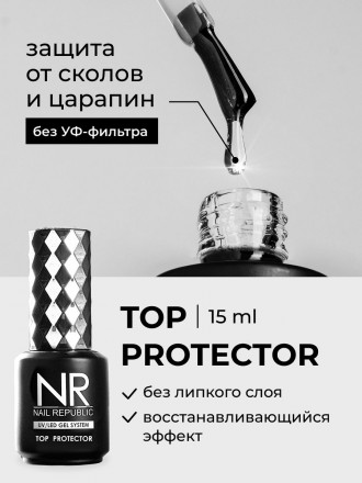 NAIL REPUBLIC   Топ антивандальный без л/с   Top   PROTECTOR c UV   15мл